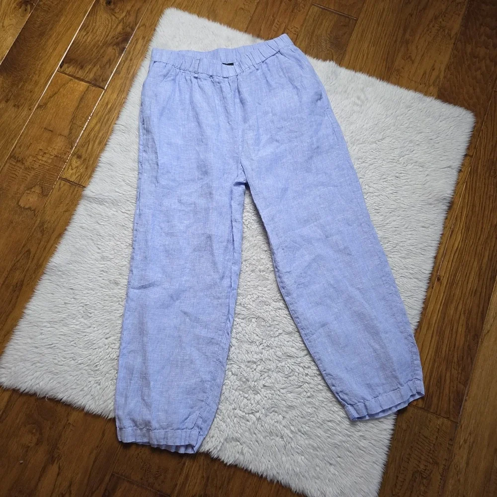 Quince 100% European Linen Pants Women's Medium Blue Straight Leg Pockets